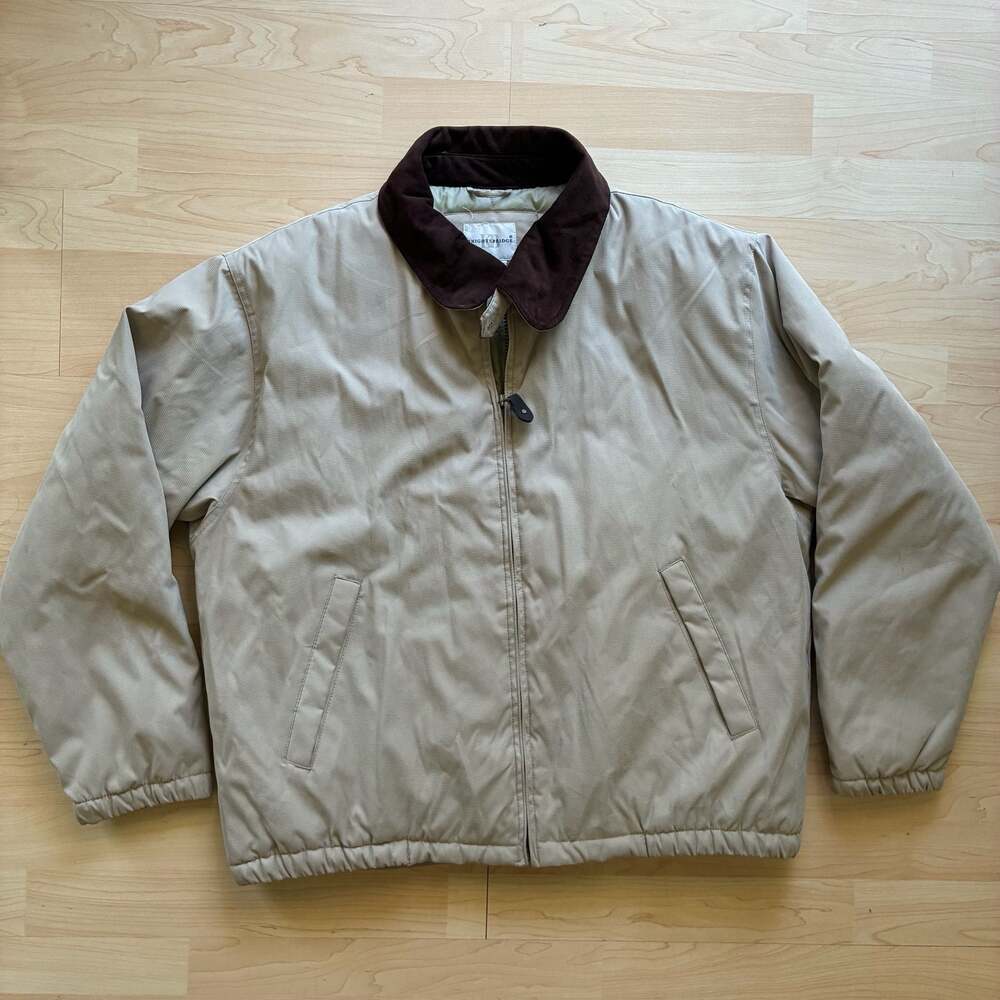 Knightsbridge Vintage Tan Quilted Full Zip Jacket 
 Brown Collar Sz  Large
